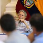 El presidente Lasso ofreció unas palabras a los medios de comunicación antes de que empiece la reunión.