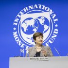 La directora del FMI, Kristalina Georgieva, en una conferencia.