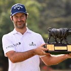 Jorge Campillo of Spain with the winners trophy after the final round of the Magical Kenya Open Presented by Absa at Muthaiga Golf Club on March 12, 2023 in Kenya. (Photo by Stuart Franklin/Getty Images)