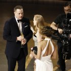 Brendan Fraser después de ganar el óscar al mejor actor por "The wale" durante la 95 edición de los Premios de la Academia.