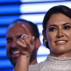 Michelle de Paulo Firmo, esposa del expresidente brasileño Jair Bolsonaro, durante el acto de posesión como nueva jefe de la división femenina del Partido Liberal (PL), en Brasilia (Brasil).