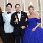 El actor junto a sus hijos Leand y Holden Fraser y la maquillista Jeanne Moore, pareja del actor desde 2009.