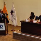 Referencia. Alí Lozada, presidente de la Corte, durante su intervención en un encuentro entre jueces constitucionales.