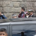 Un fuerte dispositivo de seguridad resguardó al presidente Lasso a su ingreso a la reunión de gabinete.