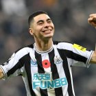 NEWCASTLE UPON TYNE, ENGLAND - NOVEMBER 12: Miguel Almiron of Newcastle United celebrates following their side"s victory in the Premier League match between Newcastle United and Chelsea FC at St. James Park on November 12, 2022 in Newcastle upon Tyne, England. (Photo by Stu Forster/Getty Images