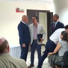 Alfredo Borrero (i) junto a los nuevos ministros Gustavo Manrique (c) y José Dávalos (d).