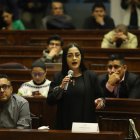 Situación. Viviana Veloz fue la única de los proponentes del juicio que estuvo presente en Fiscalización.