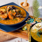 Fanesca de mariscos (a la izq.), y Fanesca de pescado picudo (a la derecha).