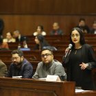 Viviana Veloz, una de las proponentes, en la primera sesión del juicio.