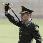 Fotografía de archivo del 19 de agosto de 2022 que muestra al que hasta hoy era el director de la Policía Nacional de Colombia, mayor general Henry Armando Sanabria Cely.