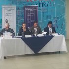 El comandante de la Policía, Fausto Salinas; la ministra de Educación, María Brown; el
ministro del Interior, Juan Zapata; y el director del sistema ECU911, Bolivar Tello, en la rueda de prensa.