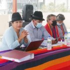 Militancia. Cecilia Velasque y jorge Herrera, en un evento de Pachakutik.