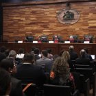 Fotografía general de la Corte Interamericana de Derechos Humanos (Corte IDH) durante una audiencia pública, hoy en Santiago (Chile).