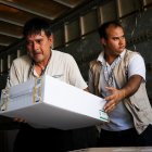 AME5136. ASUNCIÓN (PARAGUAY), 28/04/2023.- Funcionarios distribuyen hoy material electoral, en Asunción (Paraguay). Paraguay permanecía este viernes en calma y sin actividades proselitistas de los candidatos al entrar en vigor la restricción a la difusión de propaganda impuesta por la autoridad electoral, cuando faltan dos días para los comicios generales en los que se definirá al nuevo presidente del país, al Congreso y otras autoridades locales. EFE/ Raúl Martínez