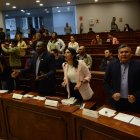 Reclamos. Los legisladores correístas hicieron sentir su malestar, porque el informe no recogía lo que ellos consideran su verdad.