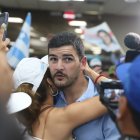 Política. El entonces candidato a la Alcaldía de Guayaquil, Aquiles Álvarez, en un acto público, frente a simpatizantes y comunicadores sociales.