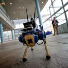 El perro-robot "Tefi", dotado con inteligencia artificial, es una propuesta de apoyo seguro para invidentes o personas dependientes que ha generado expectación este jueves en Ecosystems2030.