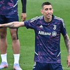 Turin (Italy), 10/05/2023.- Juventus" Angel Di Maria reacts during a training session at the Continassa in Turin, Italy, 10 May 2023. Juventus FC face Sevilla FC in their UEFA Europa League semifinal first leg soccer match on 11 May 2023 in Turin. (Italia) EFE/EPA/ALESSANDRO DI MARCO