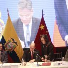 Julio José Prado, ministro de Producción, en la firma virtual del acuerdo comercial con China.