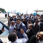 Aquiles Álvarez en su llegada al Palacio de Cristal.