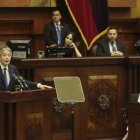 El presidente Lasso acudió el 16 de mayo de 2023 a la Asamblea para defenderse en el juicio político que se desarrollaba en su contra.