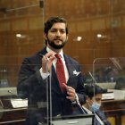 El asambleísta Esteban Torres, del Partido Social Cristiano (PSC), en una intervención en la Asamblea Nacional.