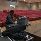 El auditorio de la Plataforma Social se alista para el informe a la nación.