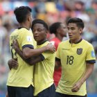 El elenco ecuatoriano (amarillo) aplastó 9-0 a su similar de Fiyi, en el cierre del Grupo B del Mundial sub-20.