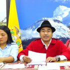 Quito. En una rueda de prensa, Leonidas Iza dijo que no será candidato.