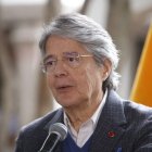 El presidente Guillermo Lasso en conferencia de prensa.