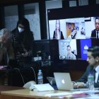 Audiencia. En el mezanine de la Corte Nacional se desarrolla la formulación de cargos para dos vocales de la Judicatura.