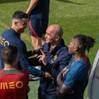 Martínez y Ronaldo en una práctica con la selección portuguesa.