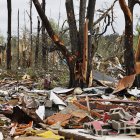 Fotografía de archivo de los estragos causados por un tornado en Georgia (EE.UU.).