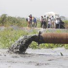 Depósito. Las tuberías arrojan mayormente agua con sedimentos.