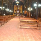 Colonche. Al fondo se observa la nave central de la iglesia Santa Catalina. Destaca su estructura en madera.