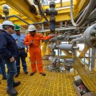 El gerente de Petroecuador, Ramón Correa Vivanco, en la visita al campo Amistad.