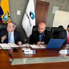 Las autoridades de Petroecuador en un conversatorio con medios de comunicación este 12 de julio de 2023.