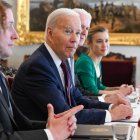 El presidente de Estados Unidos, Joe Biden (3-i), fue registrado este jueves, 13 de julio, en Helsinki (Finlandia).