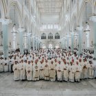 Encuentro. Los sacerdotes el primer día en el santuario María Auxiliadora.
