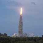 El cohete Chandrayaan-3 (Moon Vehicle-3) de la Indian Space Research Organisation (ISRO), despega de el Centro Espacial Satish Dhawan en Sriharikota, India, este viernes.