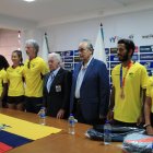 La Federación Ecuatoriana de Tenis durante el homenaje a los tricolores.