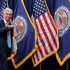 Autoridad. Jerome Powell, presidente de la Reserva Federal, durante una rueda de prensa.