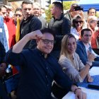 Fernando Villavicencio, en el instante en que llegó al CNE a inscribir su precandidatura a la presidencia de ecuador lo hizo acompañado de Andrea Gonzalez Quito 12 de Junio de 2023 Agencia(ag-extra ag-expreso-ag-quito) Gustavo Guaman