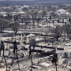 Maui (United States), 11/08/2023.- A handout photo made available by the Hawaii Department of Department of Land and Natural Resources shows an aerial view of the wildfire aftermath in Lahaina on Maui, Hawaii, on 11 August 2023 (issued 12 August 2023). Officials have said at least 80 people have died in the wildfires on Maui, Hawaii. (incendio forestal) EFE/EPA/HAWAII DEPARTMENT OF LAND AND NATURAL RESOURCES HANDOUT . HANDOUT EDITORIAL USE ONLY/NO SALES
