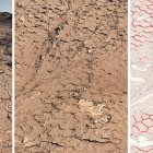 Patrón fósil hexagonal en rocas sedimentarias analizadas por Curiosity en su viaje por el cráter Gale de Marte. Imagen de NASA/JPL-Caltech/MSSS/IRAP/Rapin et al./Nature facilitada por el CNRS. EFE