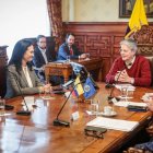 El presidente Guillermo Lasso, recibió a la Jefa de la Misión de Observadores Electorales de la OEA, Isabel de Saint-Malo, el 16 de agosto 2023.