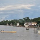 Vista del puerto fluvial de ingreso al Bloque 43-ITT, el 20 de junio de 2023 en el Parque Nacional Yasuní (Ecuador).