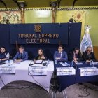 Los magistrados del Tribunal Supremo Electoral de Guatemala fueron registrados este lunes 28 de agosto, durante una conferencia de prensa, en Ciudad de Guatemala.