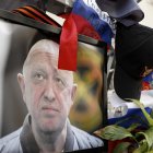 Un retrato del jefe del Grupo Wagner, Yevgeny Prigozhin, en su memoria en Moscú, el 28 de agosto de 2023.