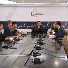 Judicatura. Wilman Terán (centro) y los vocales Maribel Barreno y Xavier Muñoz (derecha) son investigados.